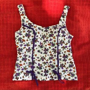 Vintage Pinup Floral Swimsuit Tankini Top Medium